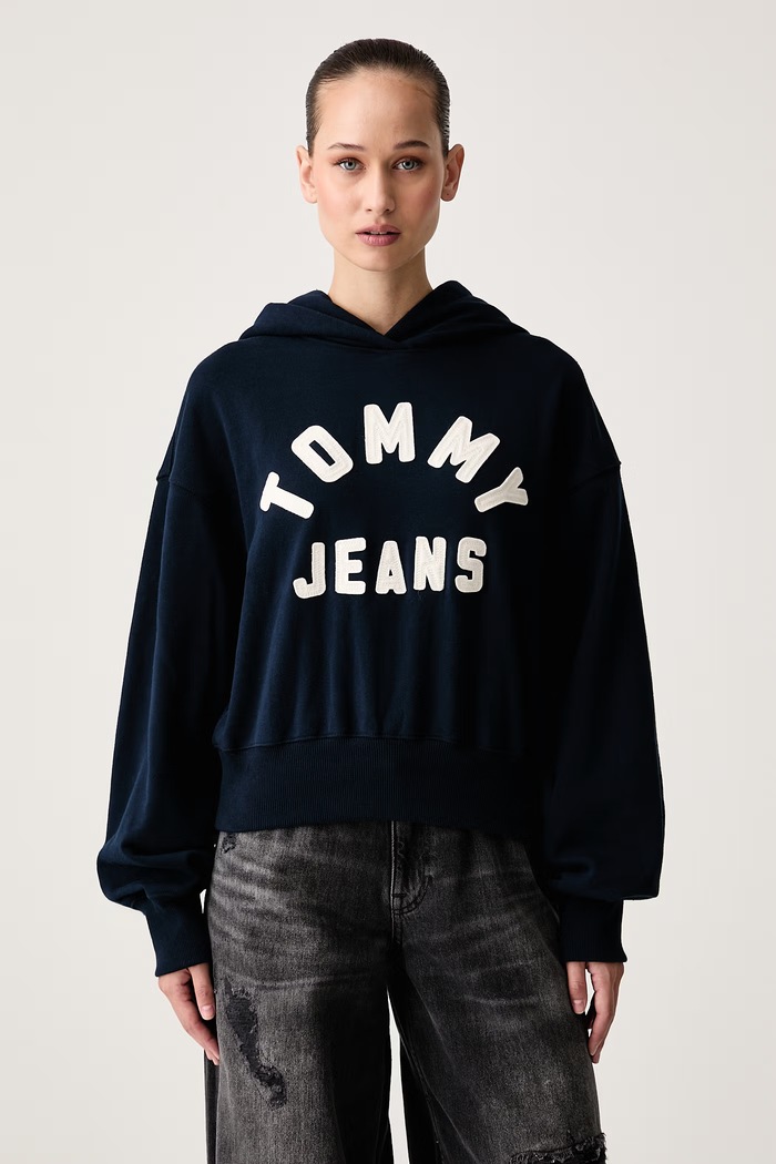 Tommy Jeans Felpa con cappuccio da donna con cotone blu navy DW0DW23455