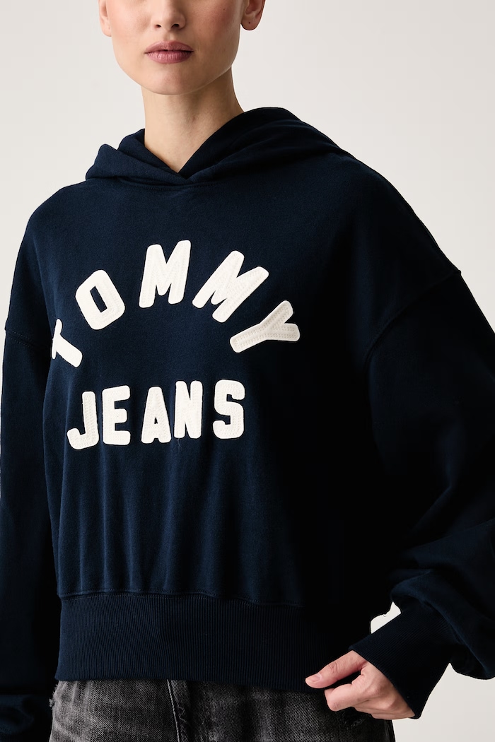Felpa con cappuccio da donna con cotone Tommy Jeans DW0DW23455 blu navy