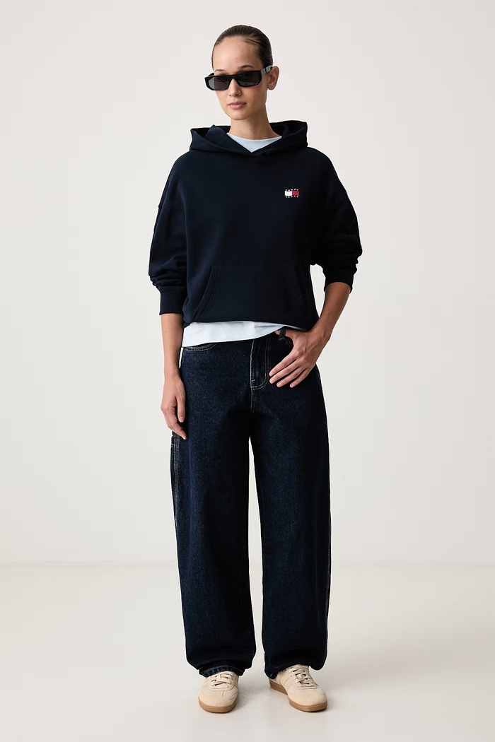 Tommy Jeans Jopica ženska bombažna DW0DW23402 mornarsko modra AW26