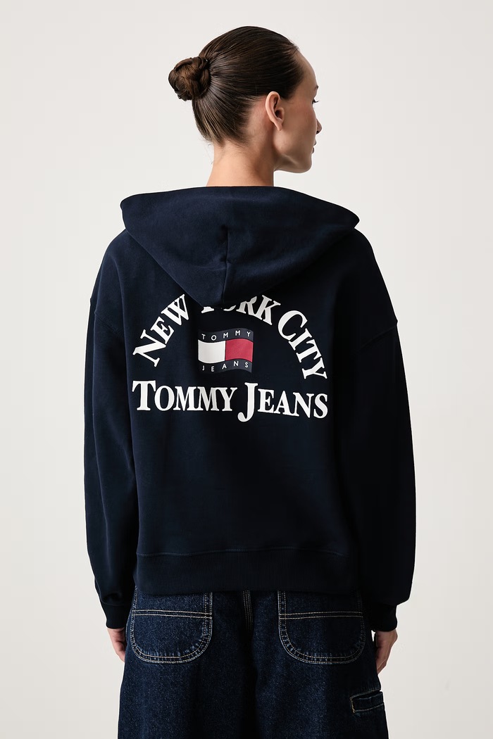 Oblačila Tommy Jeans Jopica ženska bombažna DW0DW23402 mornarsko modra