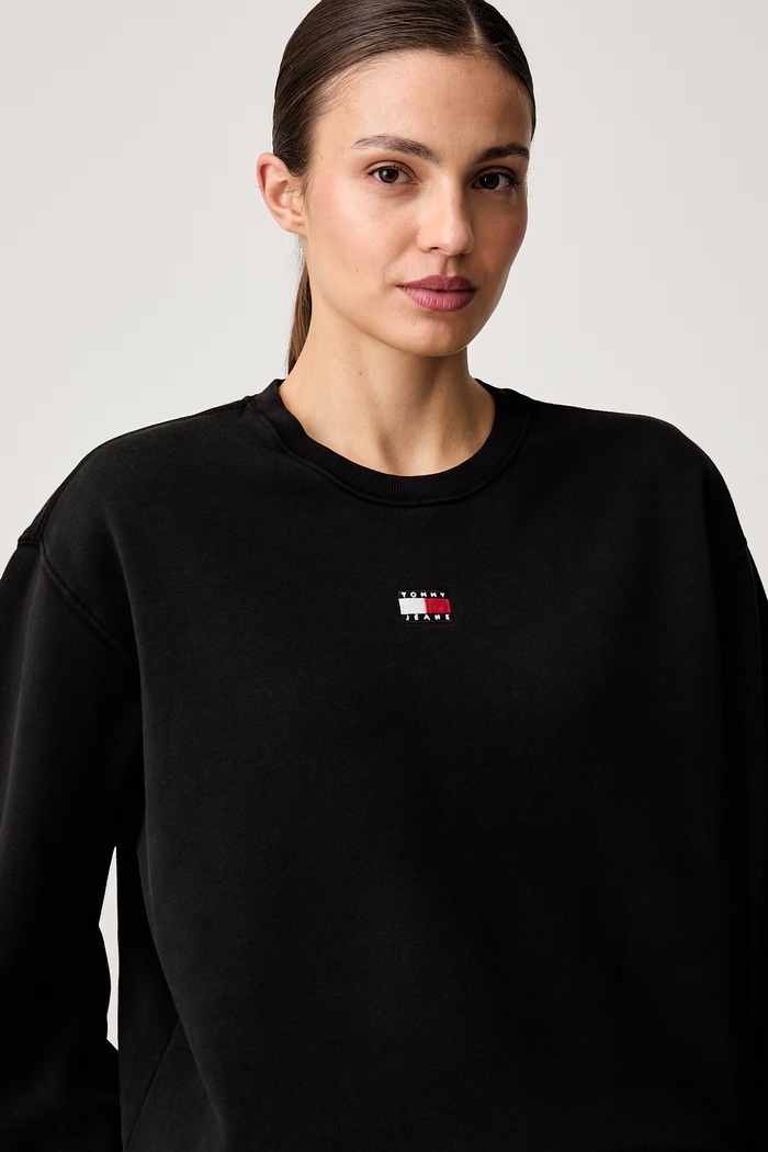 Tommy Jeans pulover ženski z bombažem črna DW0DW23297