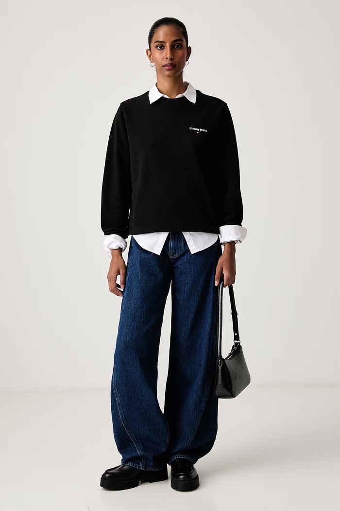 Tommy Jeans Dukserica za žene od pamuka DW0DW23288 crna AW26
