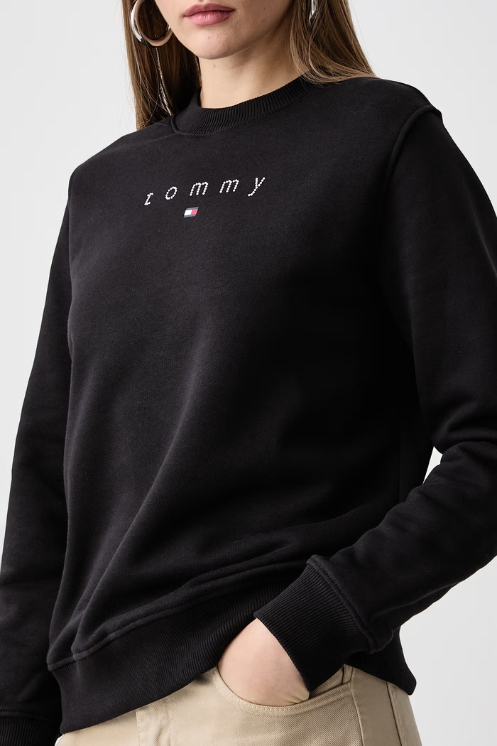 Pulover ženski bombažen Tommy Jeans DW0DW23403 črna