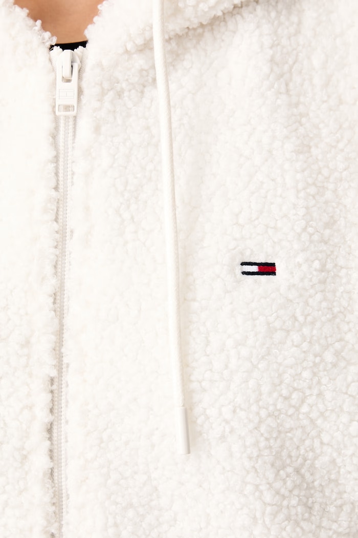 Bluza rozpinana z kapturem damska polarowa Tommy Jeans beżowy DW0DW23291