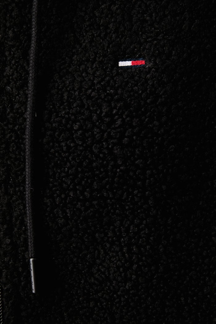 Felpa con cerniera e cappuccio da donna in pile Tommy Jeans nero DW0DW23291