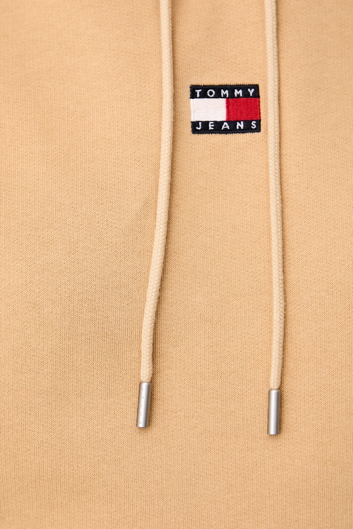 Bluza z kapturem damska z bawełną Tommy Jeans beżowy DW0DW23296