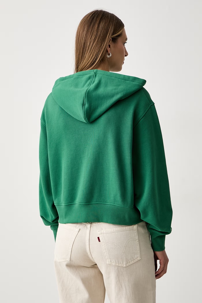 Oblečení Tommy Hilfiger mikina s kapucí dámská s bavlnou WW0WW51596 zelená