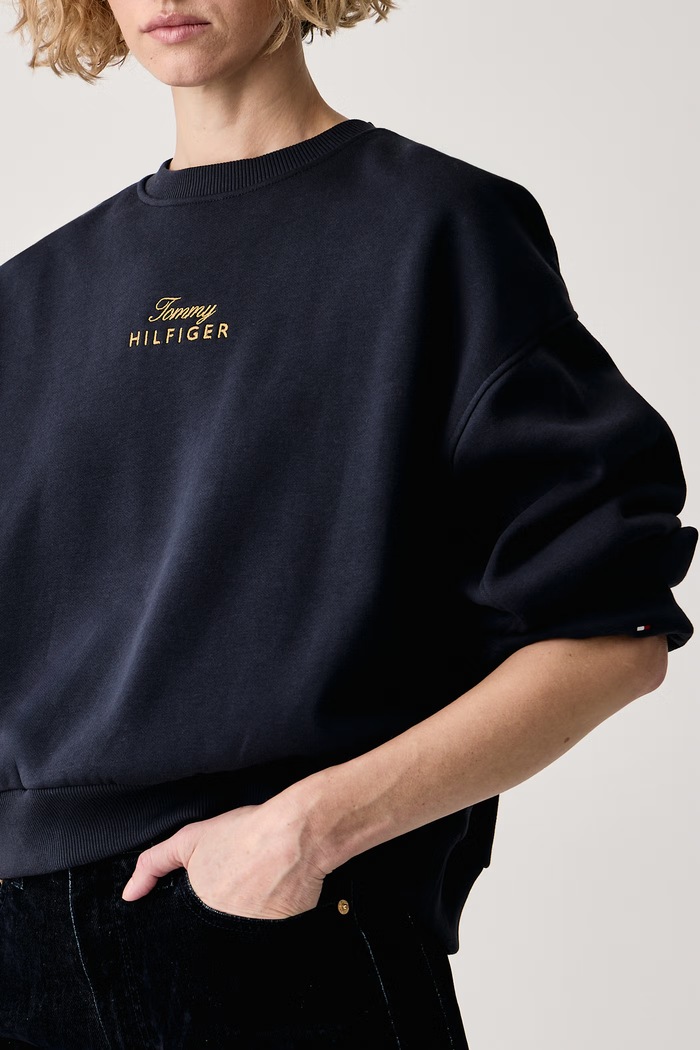 Dukserica za žene s pamukom Tommy Hilfiger WW0WW51724 mornarsko plava