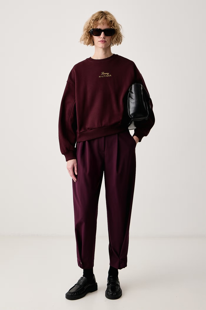 Tommy Hilfiger Dukserica za žene s pamukom WW0WW51724 bordo AW26