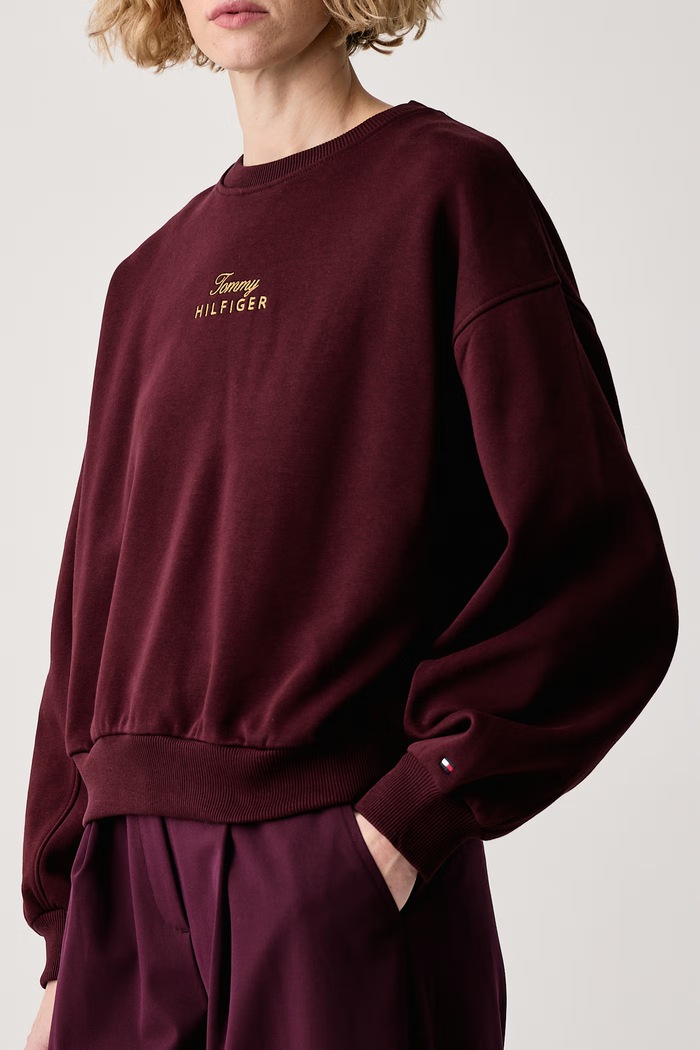 Dukserica za žene s pamukom Tommy Hilfiger WW0WW51724 bordo