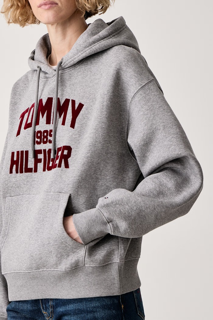 Dukserica sa kapuljačom ženska s pamukom Tommy Hilfiger WW0WW52356 siva