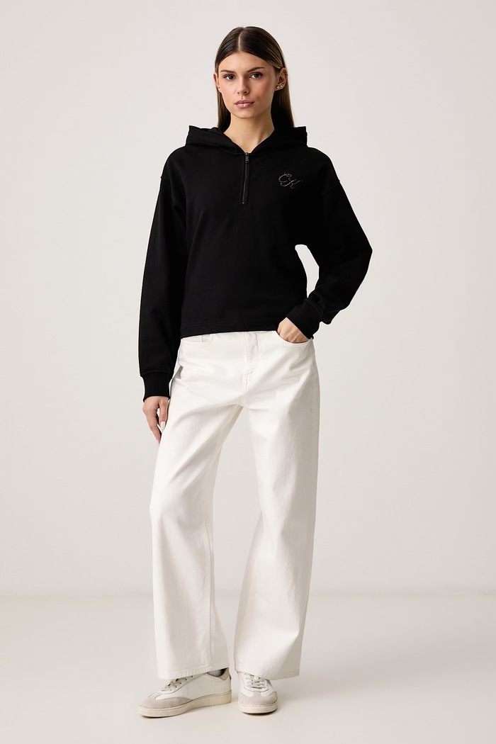 Calvin Klein Jeans Dukserica sa kapuljačom ženska s pamukom LV047H248G crna AW26