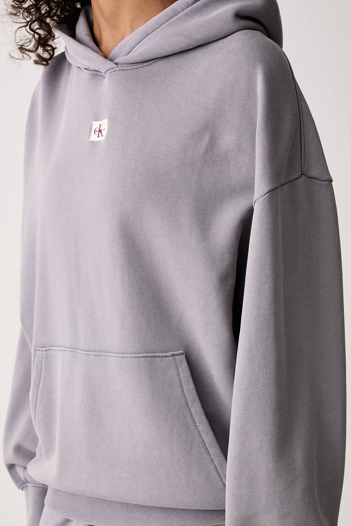 Mikina s kapucňou dámska s bavlnou Calvin Klein Jeans LV047H223G sivá