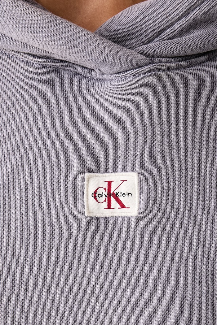 Mikina s kapucňou dámska s bavlnou Calvin Klein Jeans sivá LV047H223G