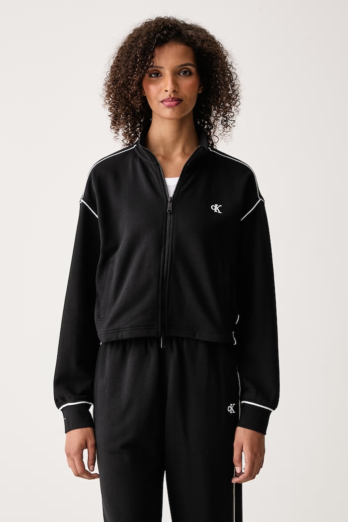 Calvin Klein Jeans Mikina na zips dámska s bavlnou čierna LV047H217G