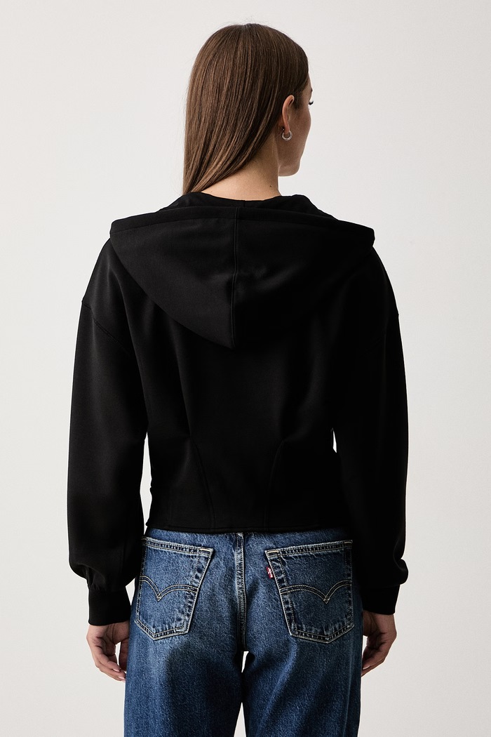 Oblečenie Armani Exchange mikina na zips s kapucňou dámska s viskózou XW002861.AF13397 čierna