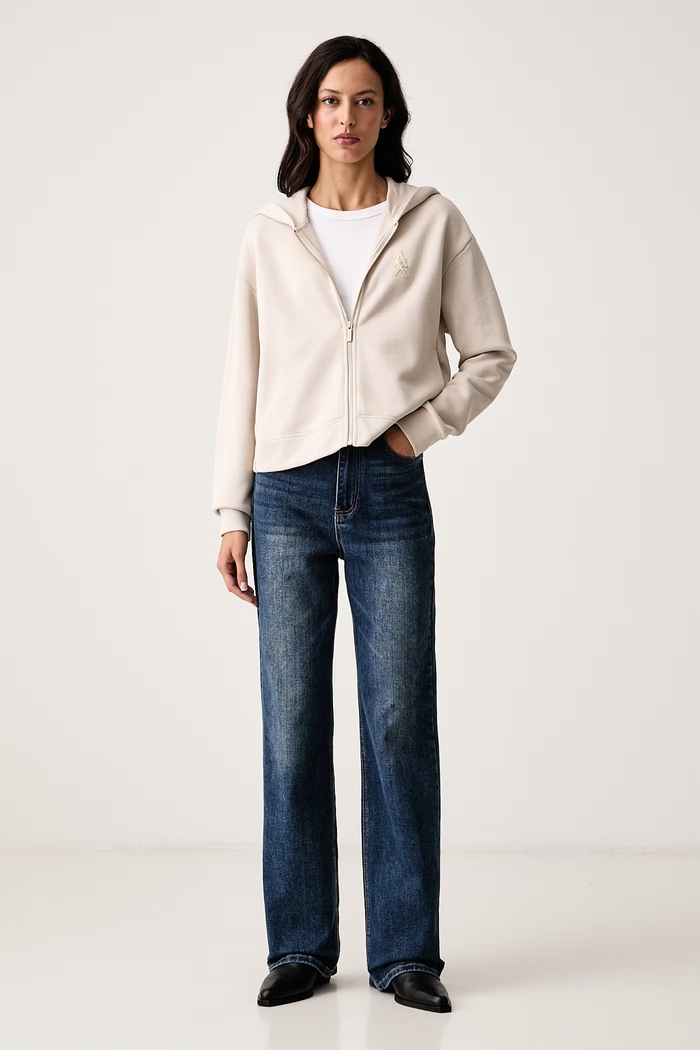 Armani Exchange Mikina na zips s kapucňou dámska bavlnená XW002760.AF25528 béžová AW26