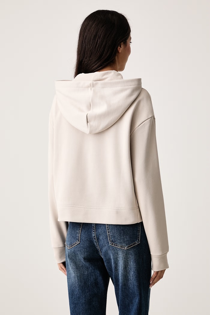 Oblečenie Armani Exchange Mikina na zips s kapucňou dámska bavlnená XW002760.AF25528 béžová