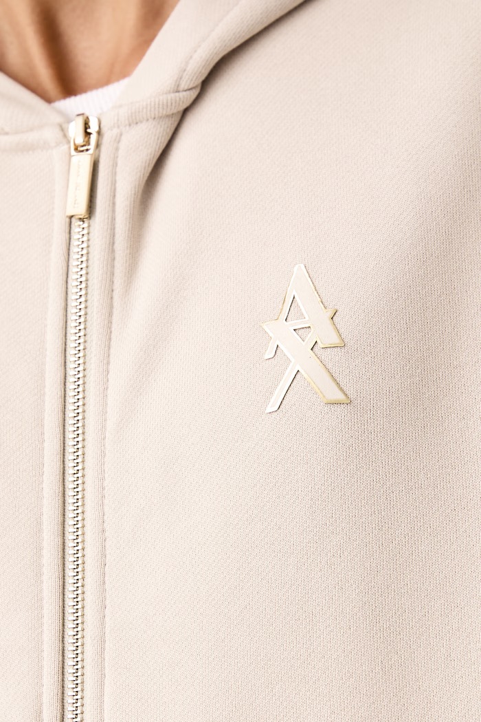 Mikina na zips s kapucňou dámska bavlnená Armani Exchange béžová XW002760.AF25528
