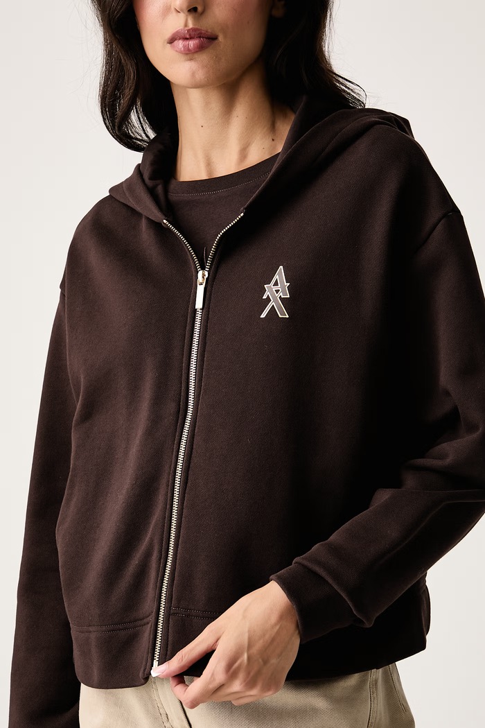 Mikina na zips s kapucňou dámska bavlnená Armani Exchange XW002760.AF25528 hnedá