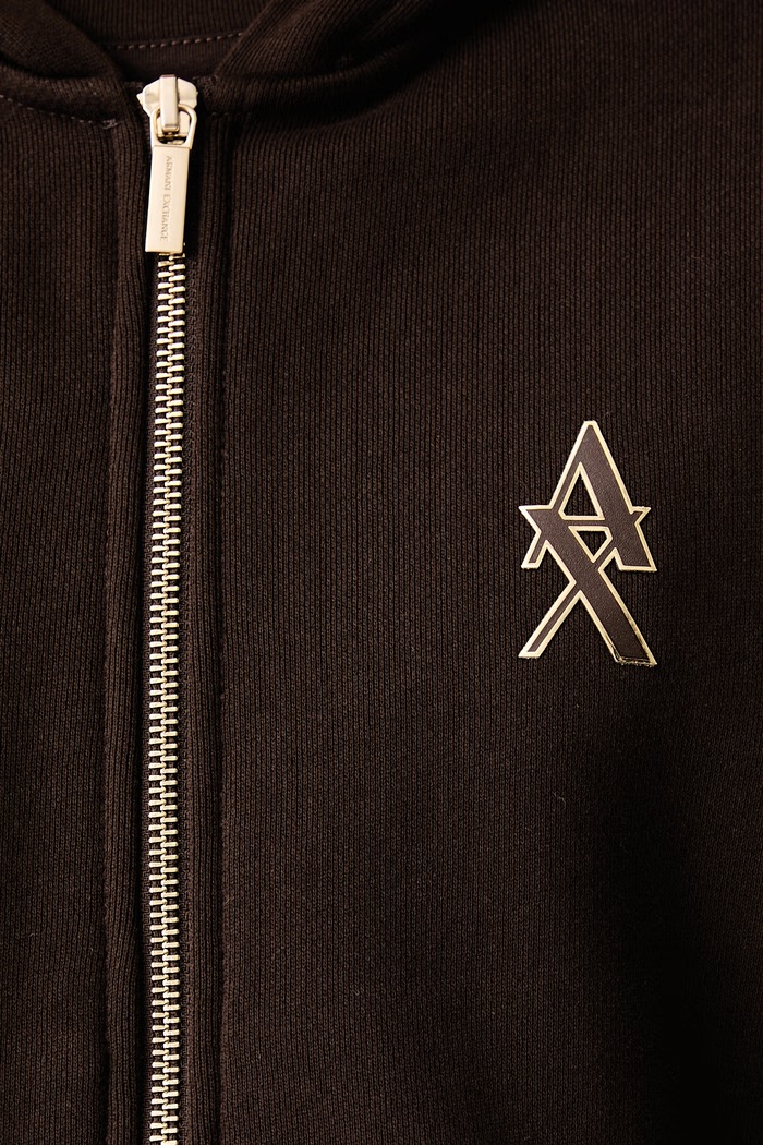 Mikina na zips s kapucňou dámska bavlnená Armani Exchange hnedá XW002760.AF25528