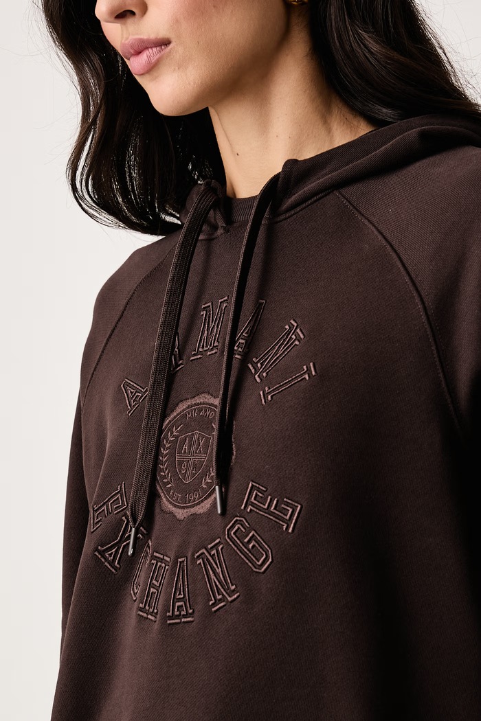 Pulover ženski bombažen Armani Exchange XW002657.AF25527 rjava