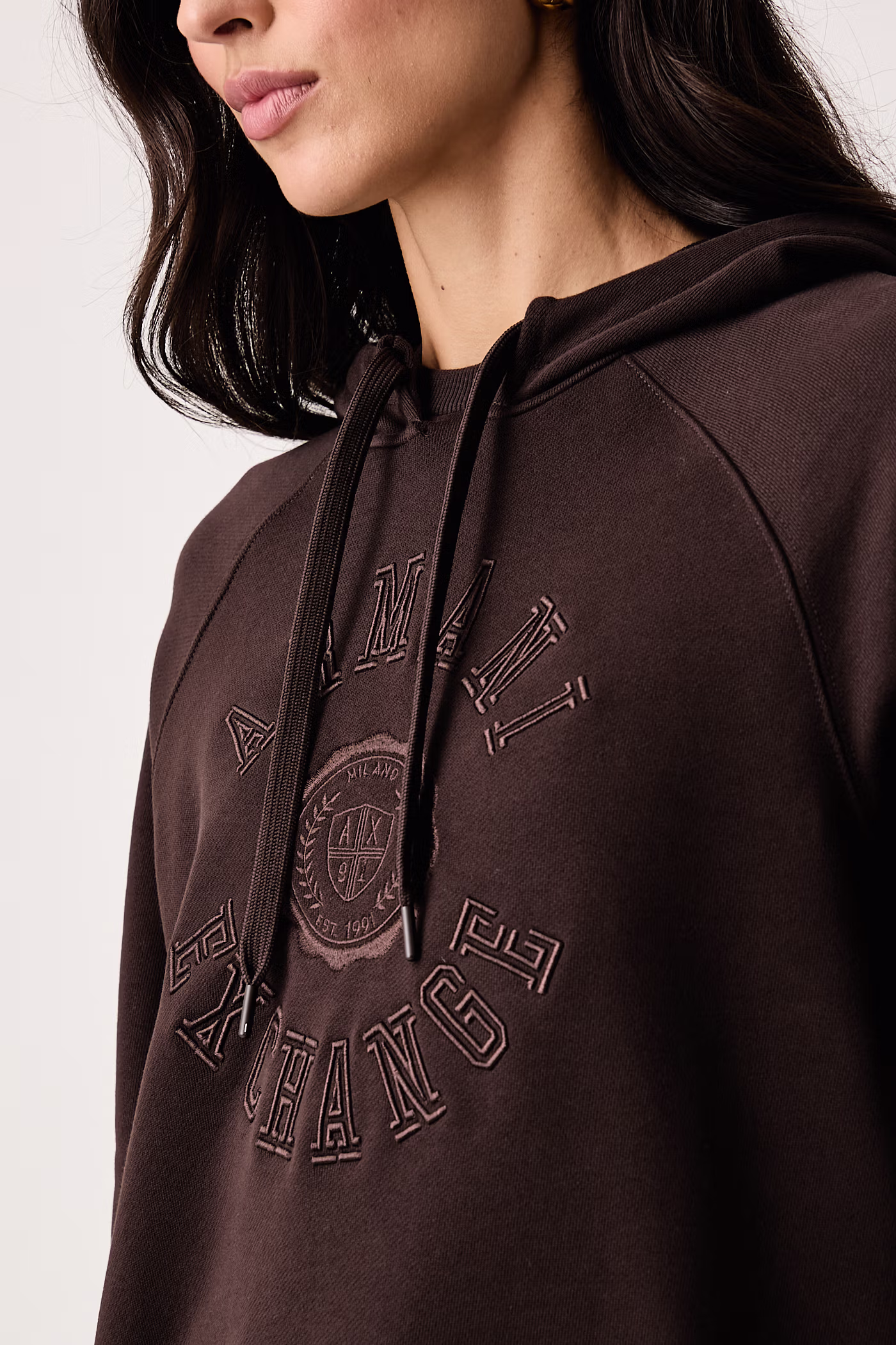 Pulover ženski bombažen Armani Exchange XW002657.AF25527 rjava