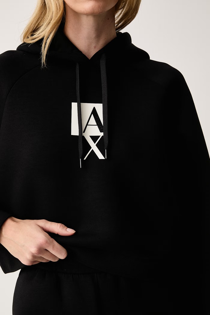 Felpa con cappuccio da donna Armani Exchange XW002421.AF25516 nero