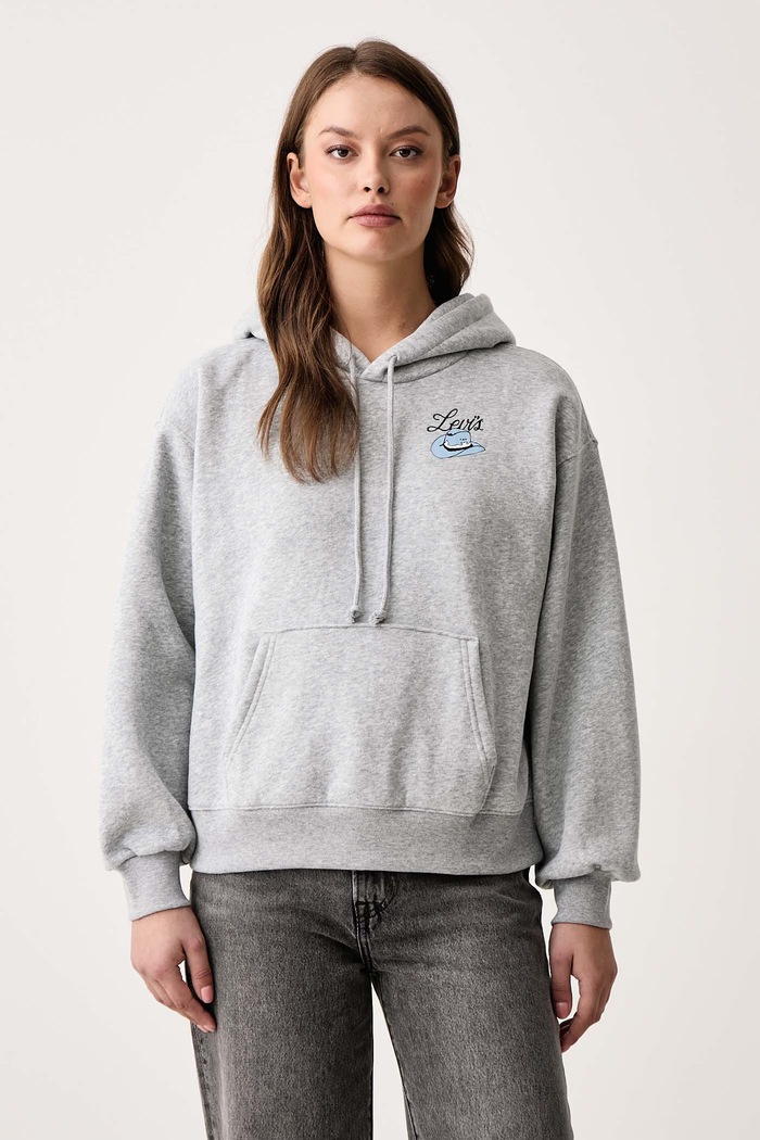 Oblečenie Levi's Mikina s kapucňou dámska s bavlnou GR EVERYDAY HOODIE 2.0 008CR sivá