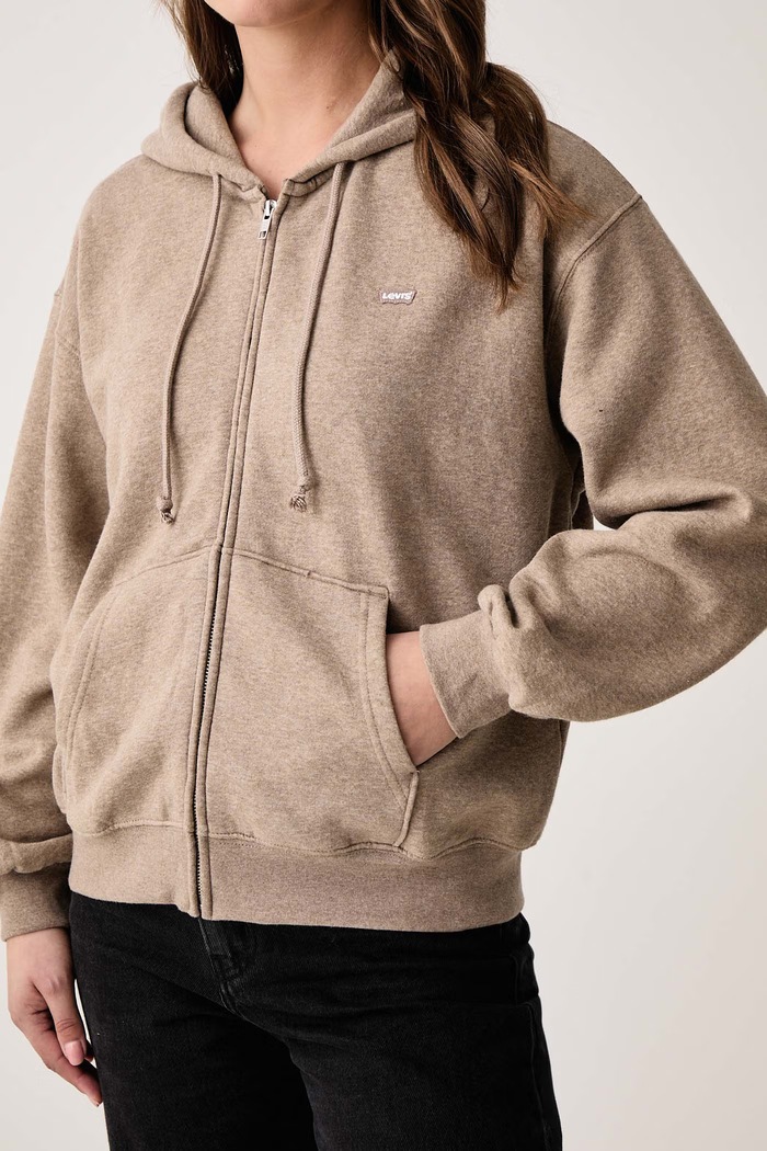 Bluza rozpinana z kapturem damska z bawełną EVERYDAY FULL ZIP Levi's 0082L.0002 beżowy