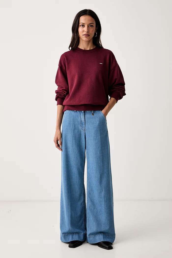 Levi's dukserica za žene s pamukom EVERYDAY CREW 0082J.0004 bordo AW26