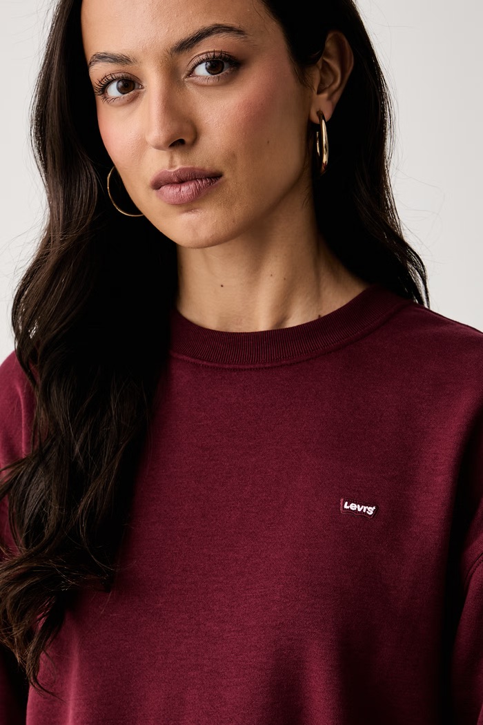 Levi's dukserica za žene s pamukom EVERYDAY CREW bordo 0082J.0004