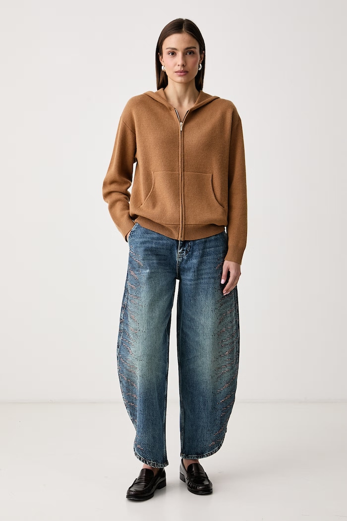 United Colors of Benetton Kardigan damski z wełną 1S9ZD502Z brązowy AW26
