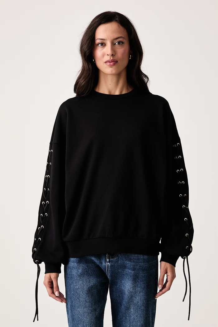 Liu Jo Μπλούζα oversize γυναικεία με βαμβάκι μαύρο TF6276.F0334