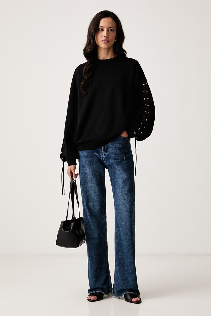 Liu Jo Μπλούζα oversize γυναικεία με βαμβάκι TF6276.F0334 μαύρο AW26