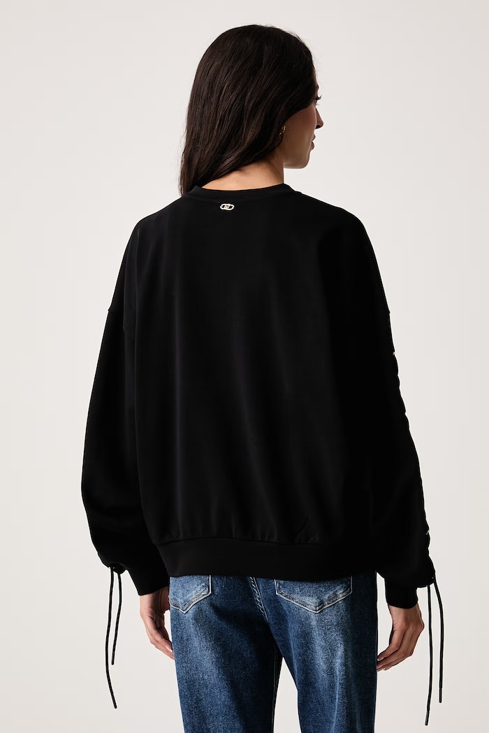 Ρούχα Liu Jo Μπλούζα oversize γυναικεία με βαμβάκι TF6276.F0334 μαύρο