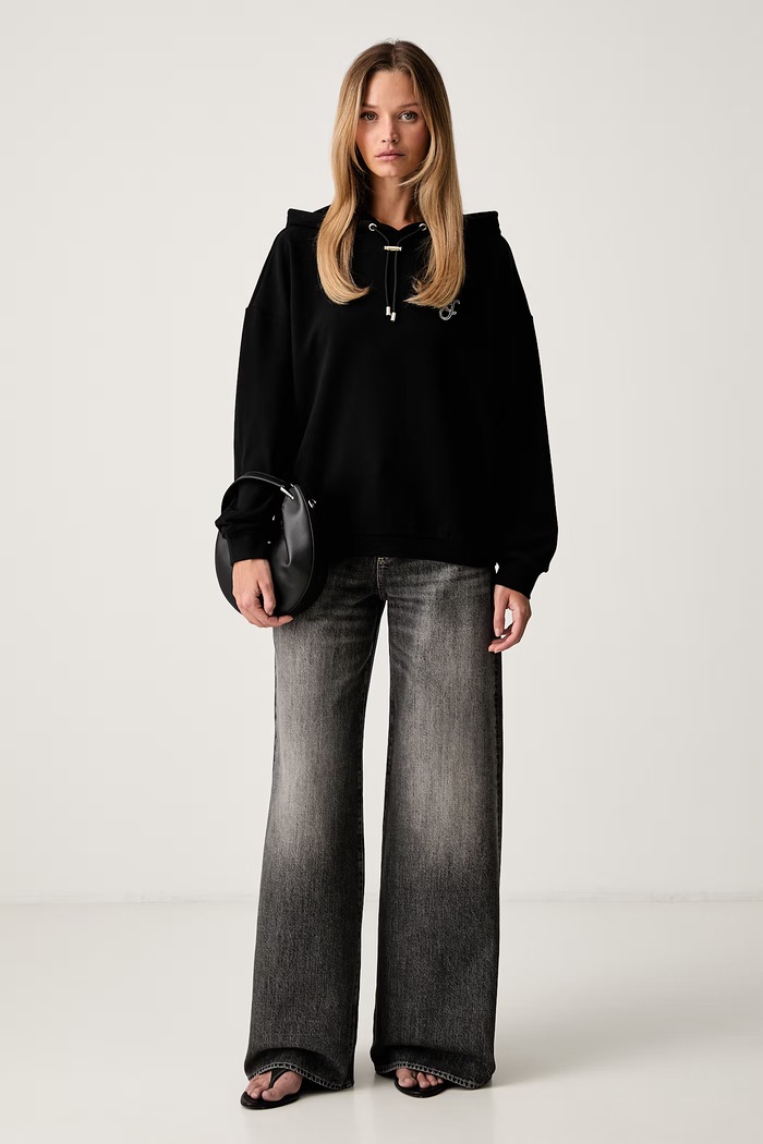 Liu Jo bluza z kapturem damska bawełniana TF6070.FS091 czarny AW26