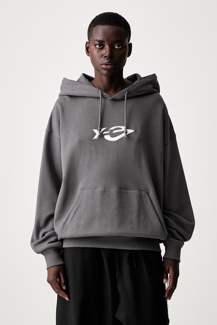 Y-3 LIQUID LG FT HD bluza z kapturem bawełniana damska szary KZ0841.D