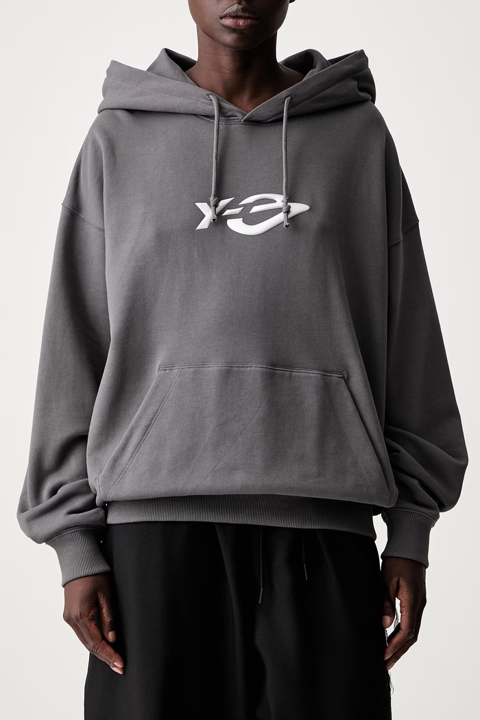 Y-3 LIQUID LG FT HD bluza z kapturem bawełniana damska KZ0841.D szary