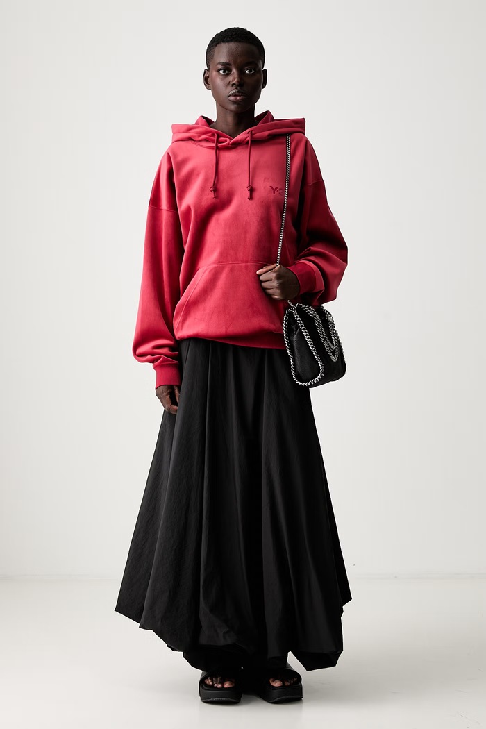 Y-3 VC HOODIE bluza z kapturem welurowa damska KU2199 czerwony AW26