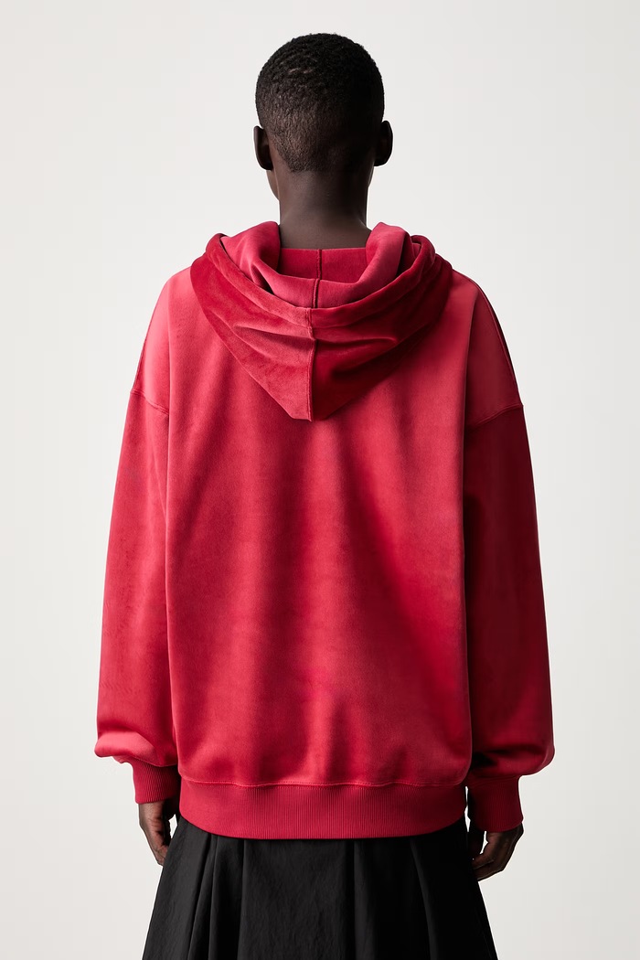 Odzież Y-3 VC HOODIE bluza z kapturem welurowa damska KU2199 czerwony