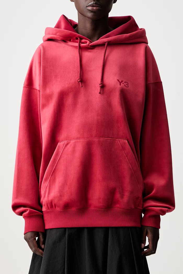 Y-3 VC HOODIE bluza z kapturem welurowa damska KU2199 czerwony
