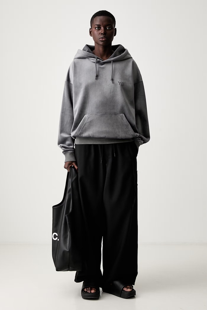 Y-3 VC HOODIE bluza z kapturem welurowa damska KU2196.D szary AW26