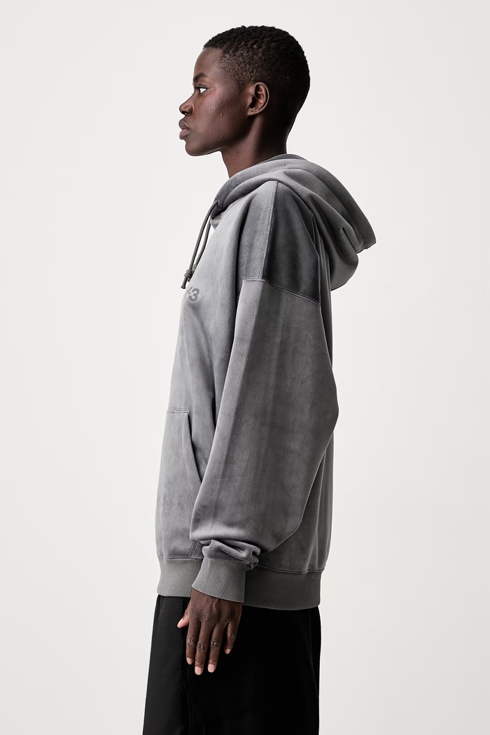 Y-3 VC HOODIE bluza z kapturem welurowa damska szary KU2196.D
