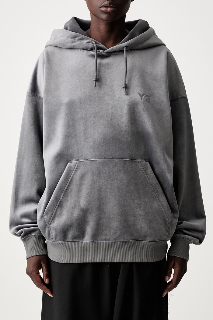 Y-3 VC HOODIE bluza z kapturem welurowa damska KU2196.D szary