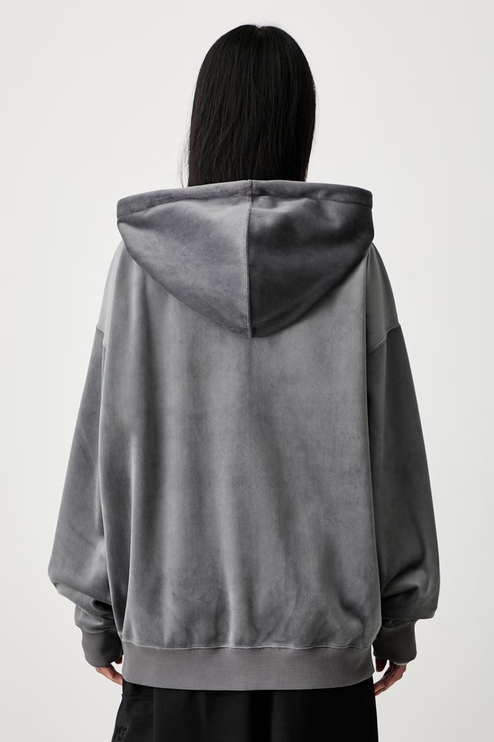 Odzież Y-3 VELVET ZIP HD bluza z kapturem welurowa damska KU2187.D szary