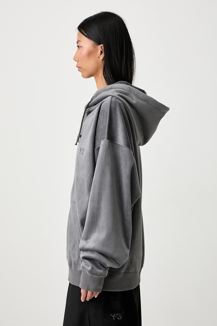 Y-3 VELVET ZIP HD bluza z kapturem welurowa damska szary KU2187.D