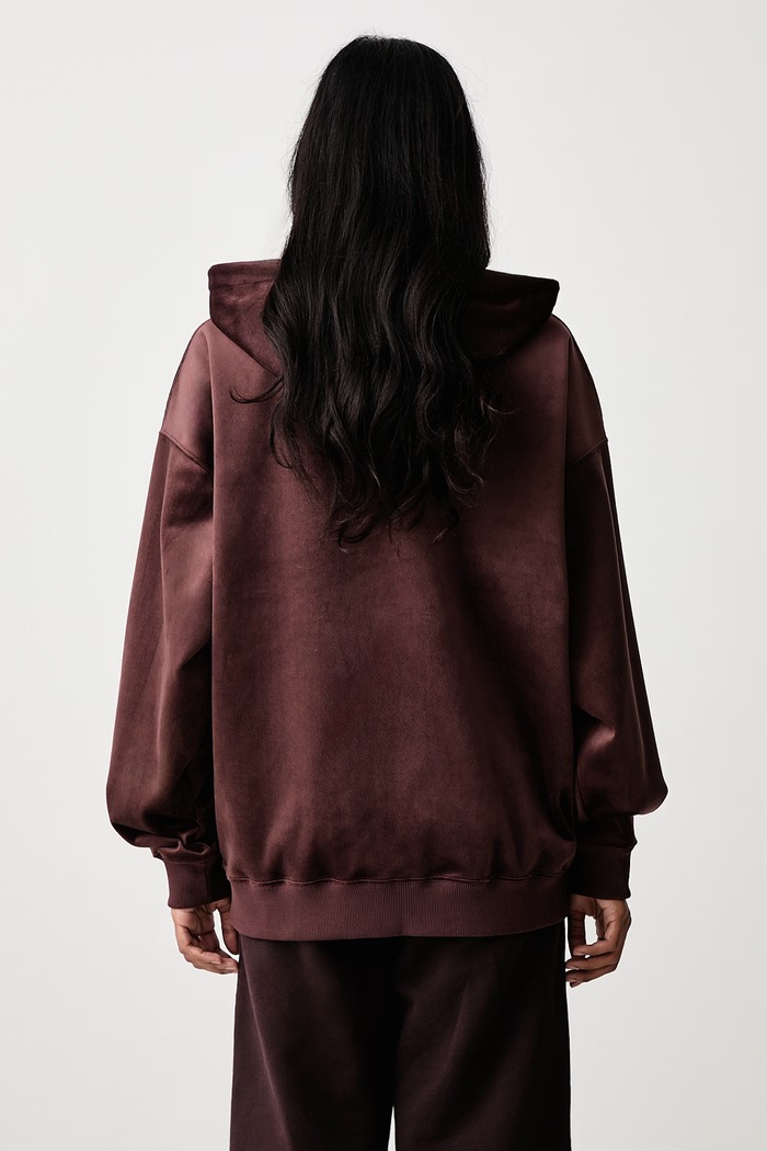 Odzież Y-3 VELVET ZIP HD bluza rozpinana z kapturem welurowa damska KT9786 brązowy