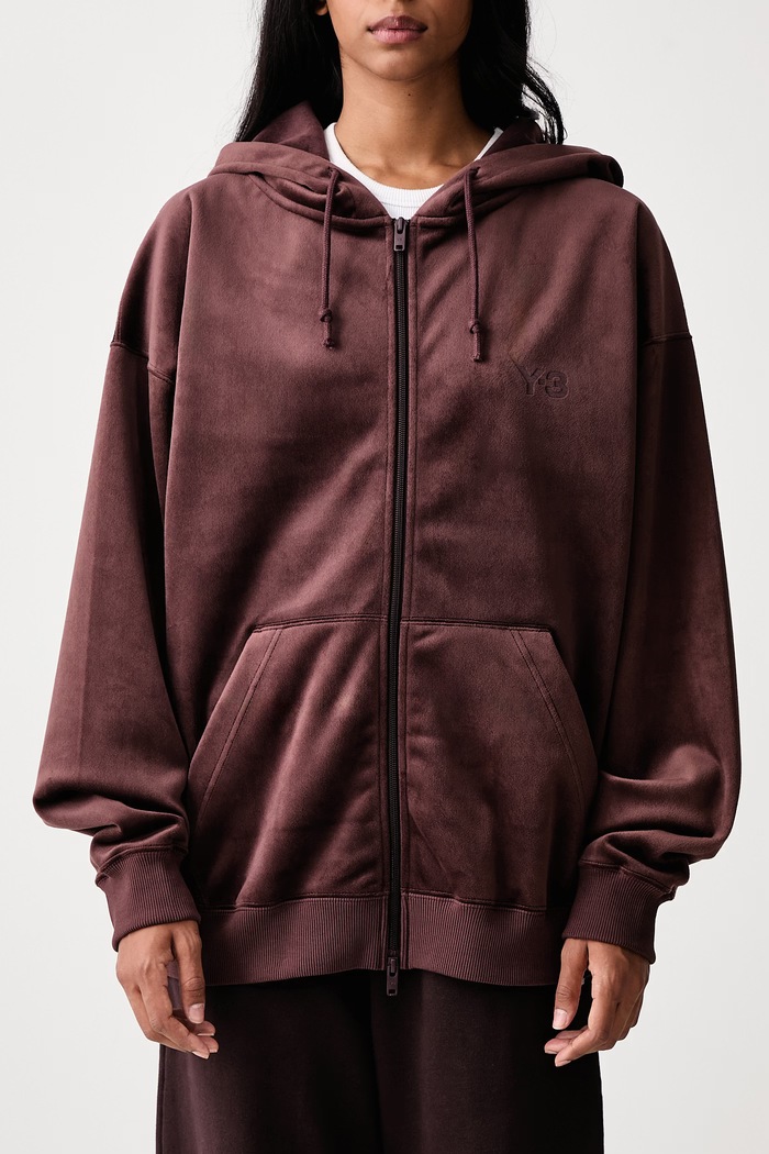 VELVET ZIP HD bluza rozpinana z kapturem welurowa damska Y-3 brązowy KT9786