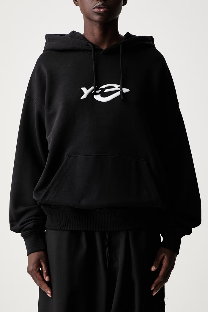 Y-3 LIQUID LG FT HD bluza z kapturem bawełniana damska KR1070.D czarny